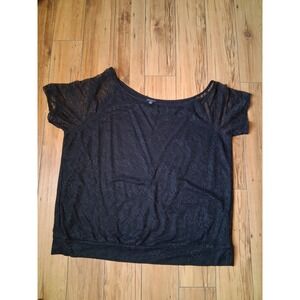 Torrid Womens Black Floral Lace Short Sleeve Scoop Neck Lined Top Plus Size 3